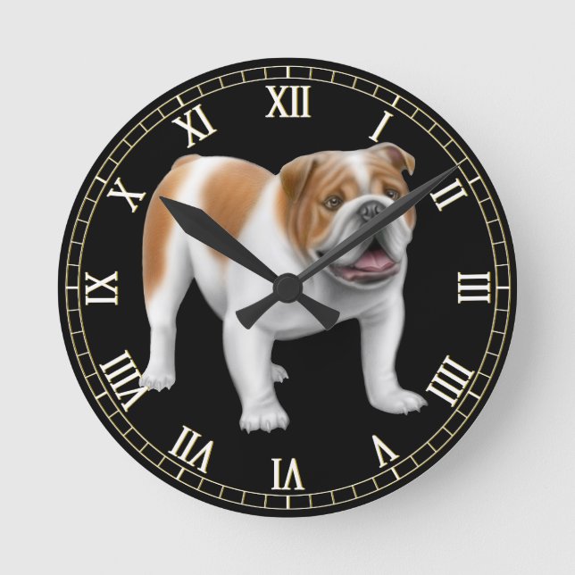Reloj de pared inglés amistoso del bulldog (Anverso)