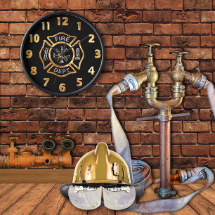 Reloj De Pared Insignia de oro del Departamento de Bomberos