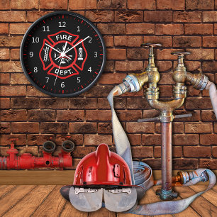 Reloj De Pared Insignia del Departamento de Bomberos