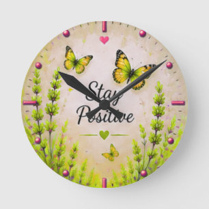 Reloj de pared inspirador Mariposa Mantén la Posit