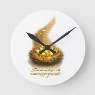Reloj de pared inspirador Nido de Huevo Dorado