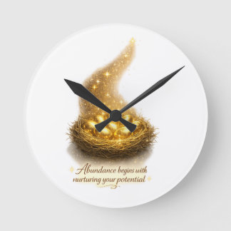 Reloj de pared inspirador Nido de Huevo Dorado