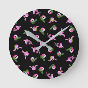 Reloj de pared interior floral de cornejo rosa