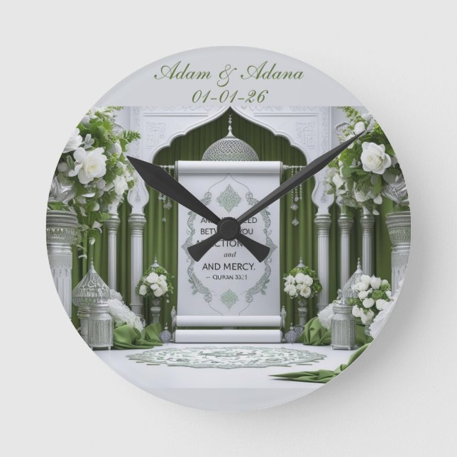 Reloj de pared islámico personalizado para novias (Anverso)