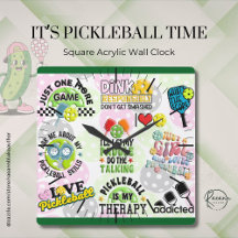 Reloj de Pared It's Pickleball Time Square
