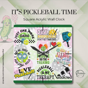 Reloj de Pared It's Pickleball Time Square