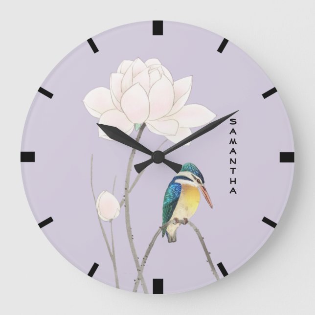 Reloj de pared japonés del martín pescador del (Anverso)