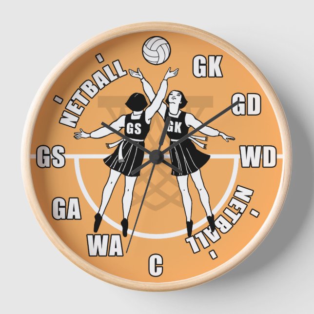 Reloj De Pared Jugadores de Netball, Netball (Anverso)