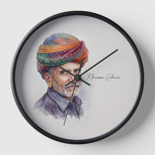 Reloj de pared "Khamma Ghani" Rajastaní (Anverso)