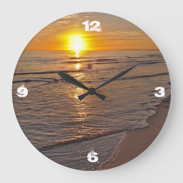 Reloj de pared: La puesta de sol en la playa (Anverso)