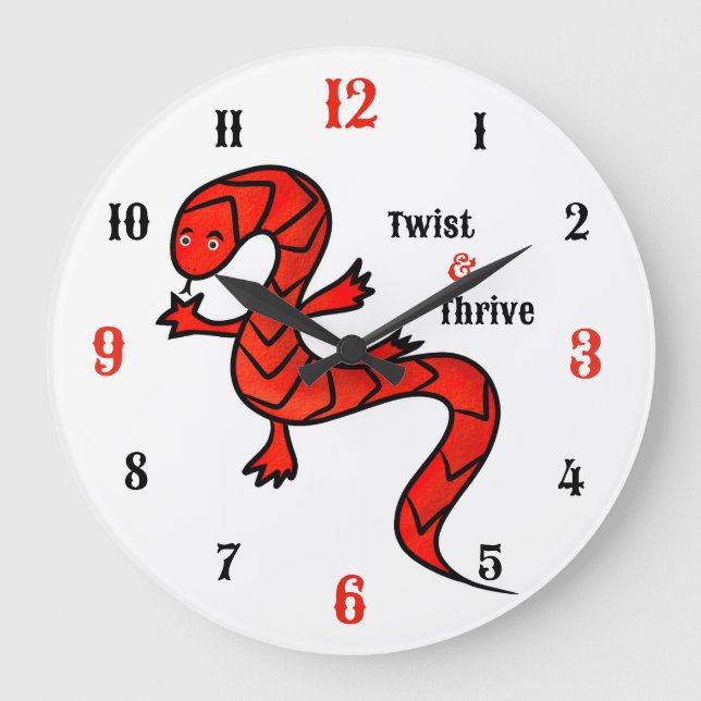 Reloj de pared Lagarto Rojo Twist & Thrive (Anverso)