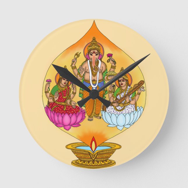 Reloj de pared Lakshmi Ganesh (Anverso)