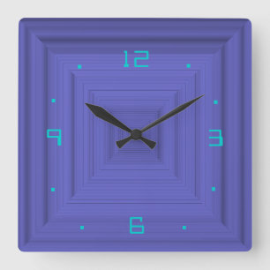 Reloj de pared lila liso con detalles en aqua