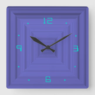Reloj de pared lila liso con detalles en aqua