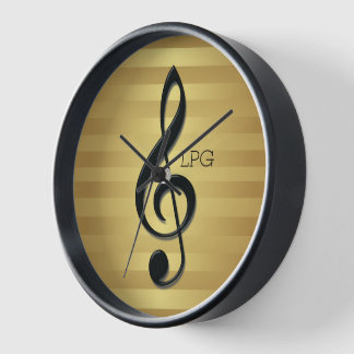 Reloj De Pared Limpieza monográfica del trébol negro en franjas d