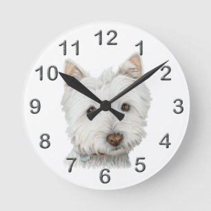 Reloj de pared lindo del arte del perro de Westie