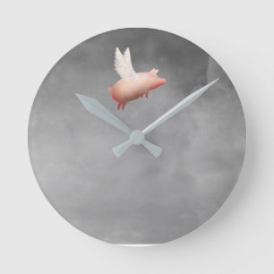 reloj de pared lindo del cerdo del vuelo