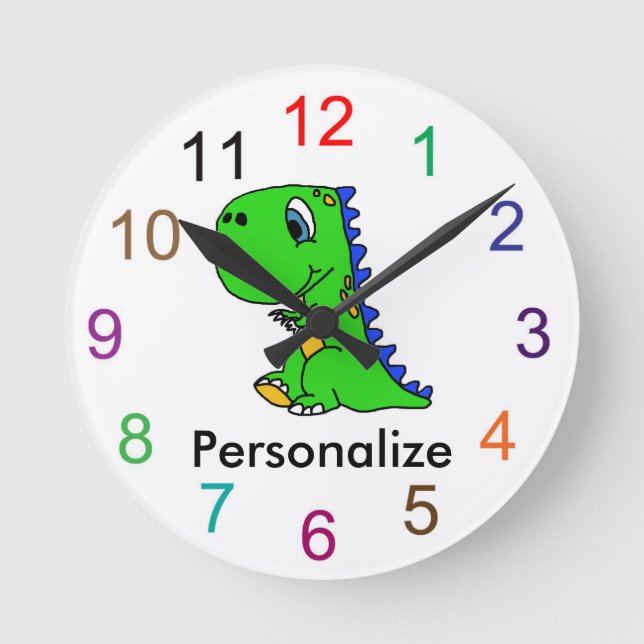 Reloj de pared lindo del dinosaurio del bebé (Anverso)