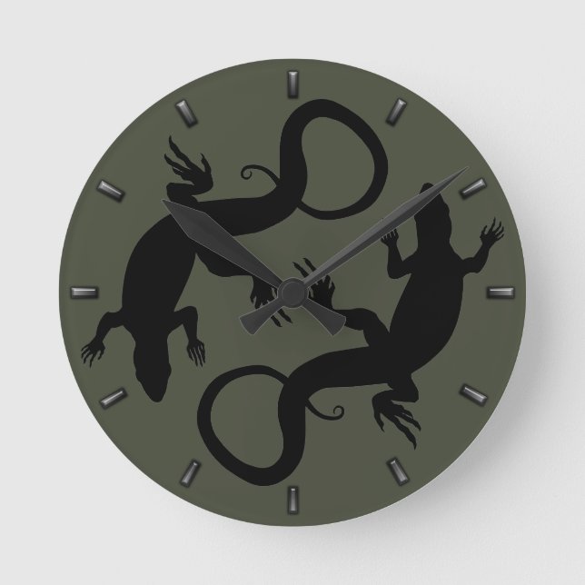 Reloj de pared lindo del lagarto del arte del (Anverso)