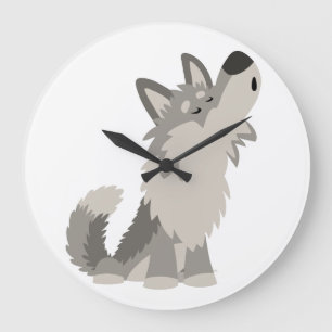 Reloj de pared lindo del lobo del dibujo animado
