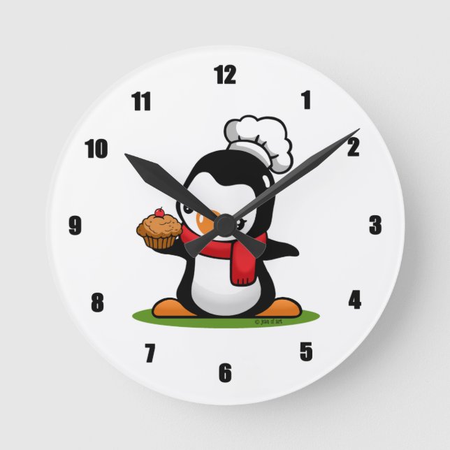 Reloj de pared lindo del pingüino (Anverso)