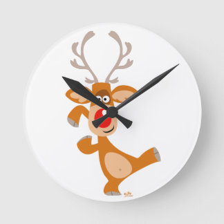 Reloj de pared lindo del reno del dibujo animado