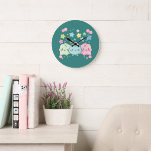 Reloj de pared lindo Kawaii Pastel Fluffy Friends