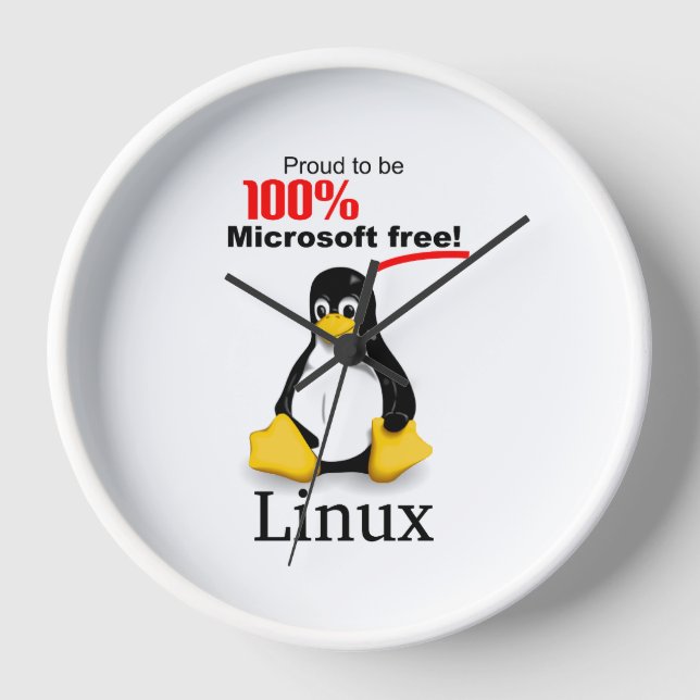Reloj de pared Linux con borde blanco - Libre de M (Anverso)