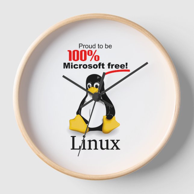 Reloj de pared Linux con borde bronceado - Microso (Anverso)
