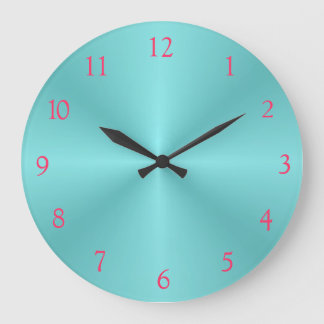 Reloj de pared liso Aqua y Rosa