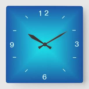 Reloj de pared liso con diseño iluminado azul acua
