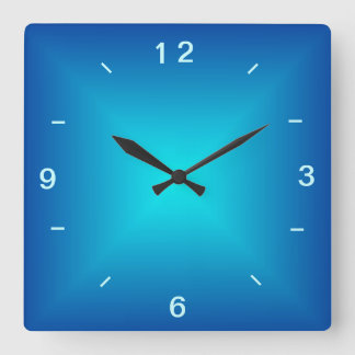 Reloj de pared liso con diseño iluminado azul acua