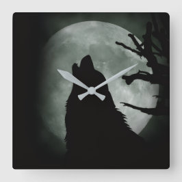 Reloj de Pared - Lobo Aullando a la luna Llena 
