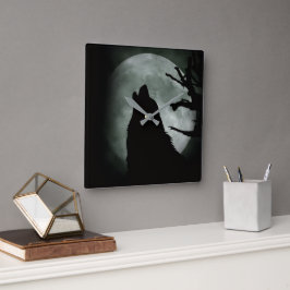 Reloj de Pared - Lobo Aullando a la luna Llena 