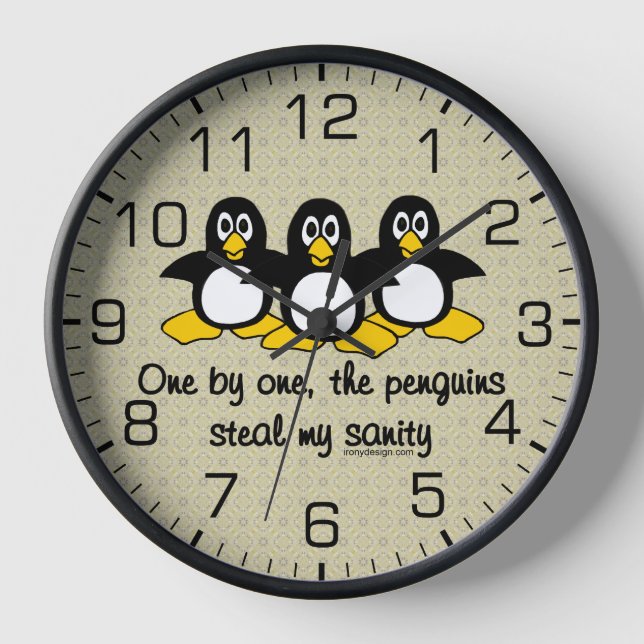 Reloj De Pared Los pingüinos roban mi cordura (Anverso)