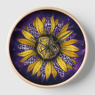 Reloj de pared Louisiana tiger, Sunflower Fleur-de