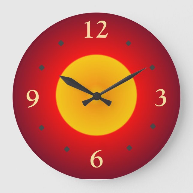 Reloj de pared luna llena roja con amarillo (Anverso)