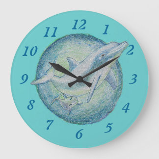 Reloj de pared "Madre y ternera" para delfines