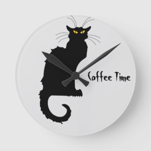 Reloj de pared malhumorado del tiempo del café del