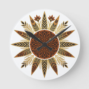 Reloj de pared mandala Afrohemian Sunburst
