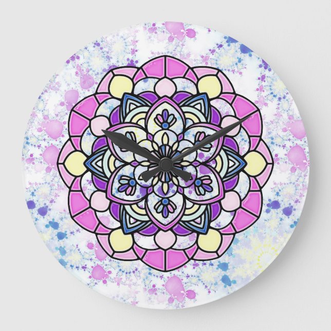 Reloj de pared mandala de primavera (Anverso)