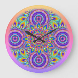 Reloj de pared Mandala jardín de flores psicodélic