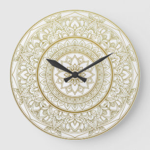 Reloj de pared Mandala Zen - De oro y blanco espir