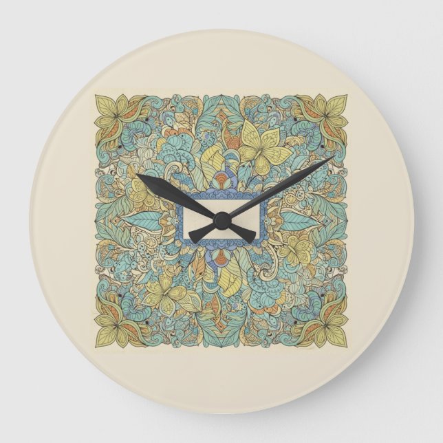 Reloj de pared Mandala Zentangle Artístico (Anverso)