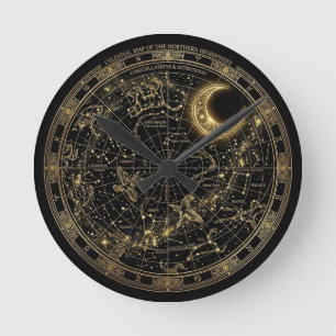 Reloj de pared Mapa Celeste de Constelación Dorada