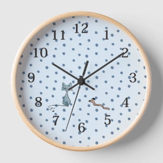 Reloj de pared, marco de madera natural redondo de