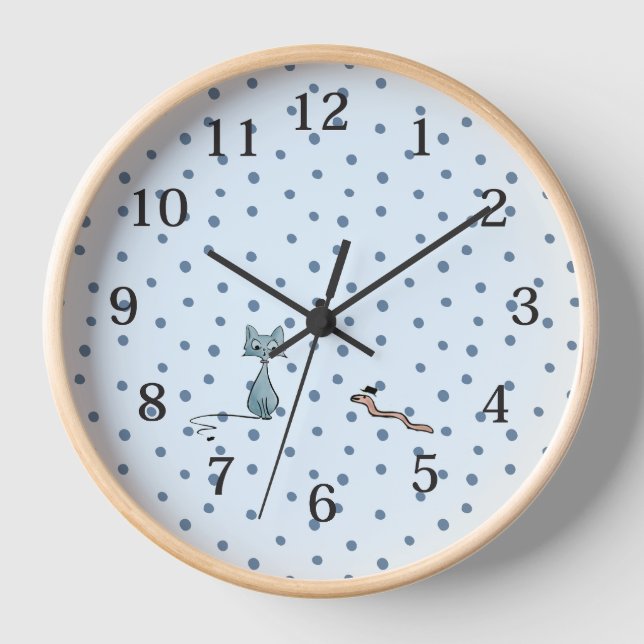 Reloj de pared, marco de madera natural redondo de (Anverso)