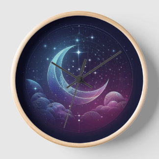 Reloj de pared, marco de madera natural redondo de