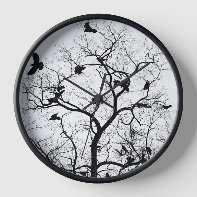 Reloj de pared, marco de madera natural redondo de (Anverso)