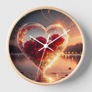 Reloj de pared, marco de madera natural redondo de